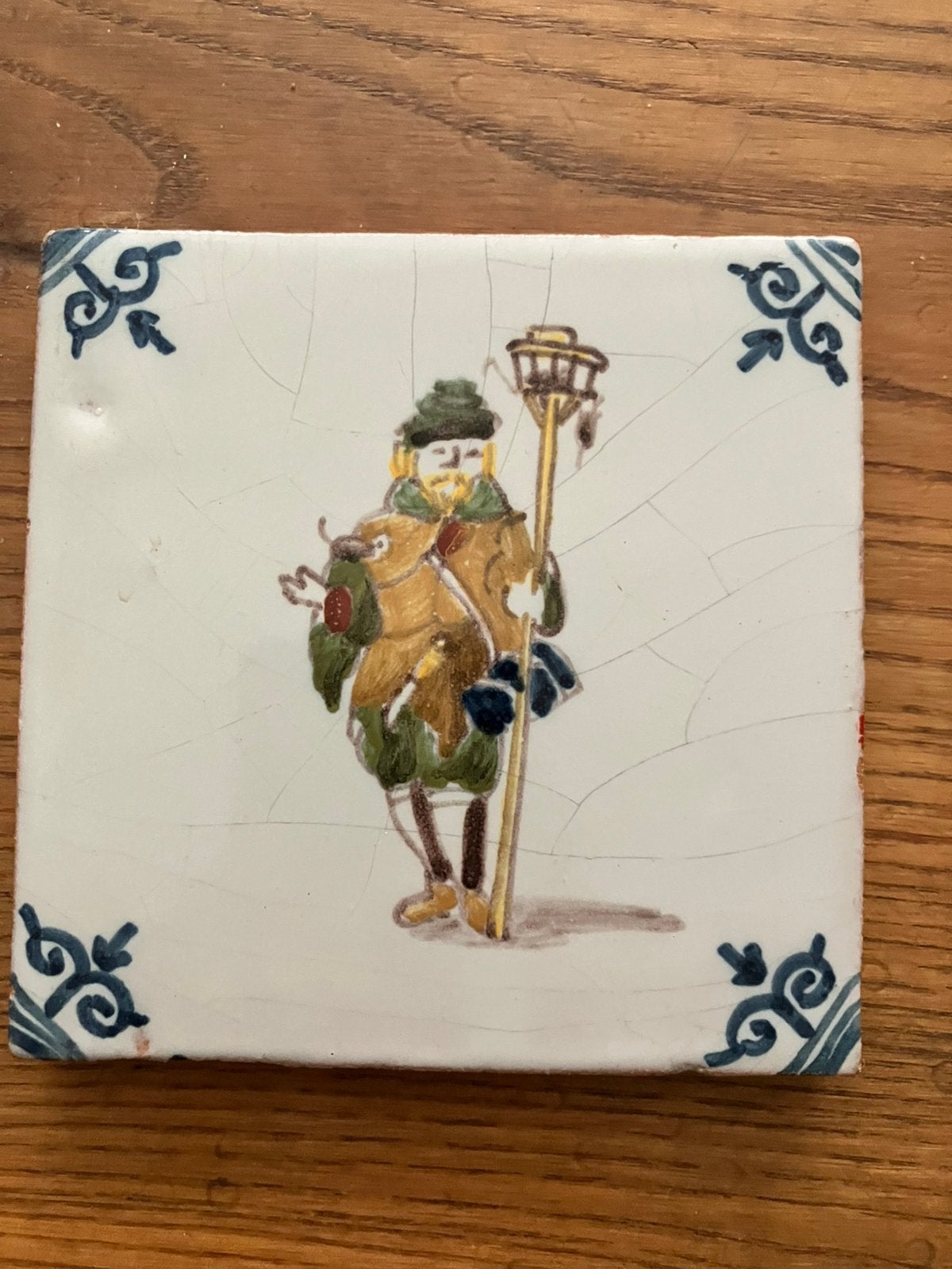 Oud handbeschilderd tegeltje 10x10 cm, historische figuur, Ophalen