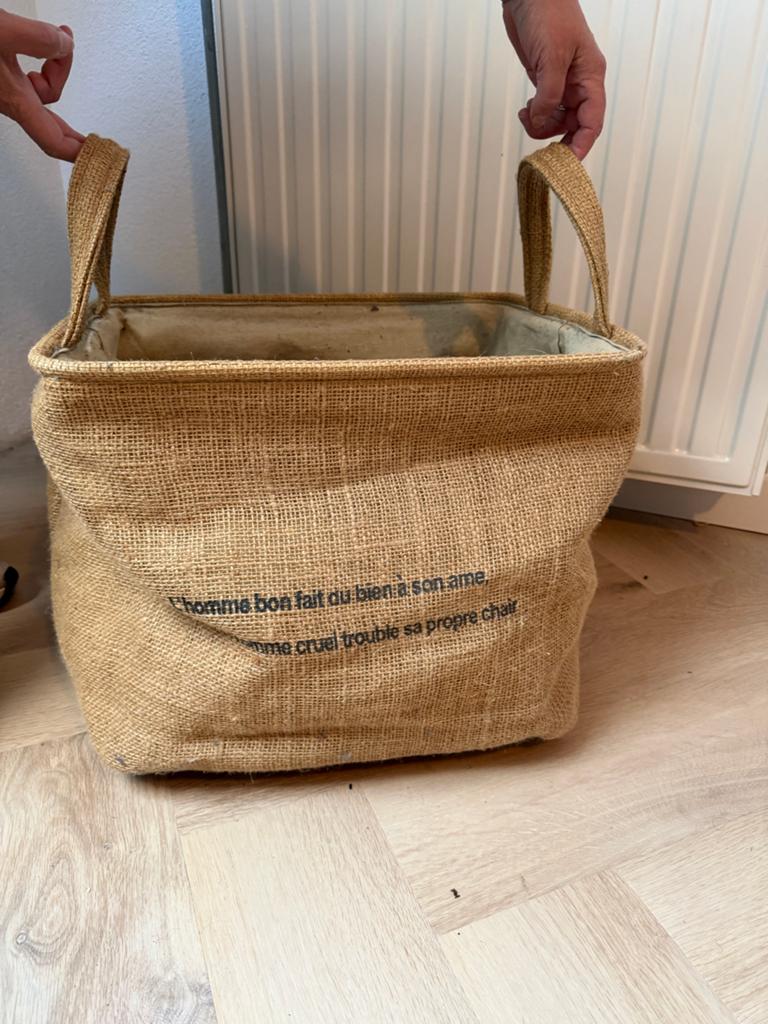Jute opbergmand met handvatten, Ophalen, Overige materialen, Gebruikt, Mand