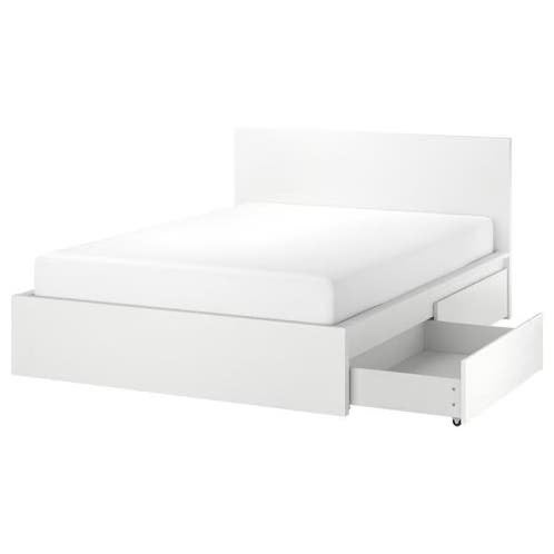 IKEA Malm bedframe met matras 180x200, Ophalen, Gebruikt, Wit, Tweepersoons