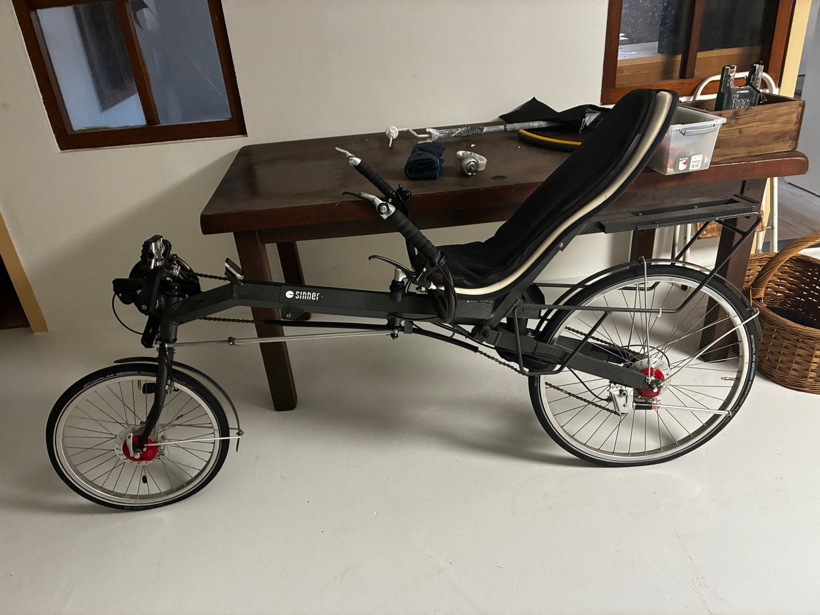 Sinner ligfiets - Comfortabel en snel, Fietsen en Brommers, Ophalen, Onderstuur, Schijfrem, Sinner