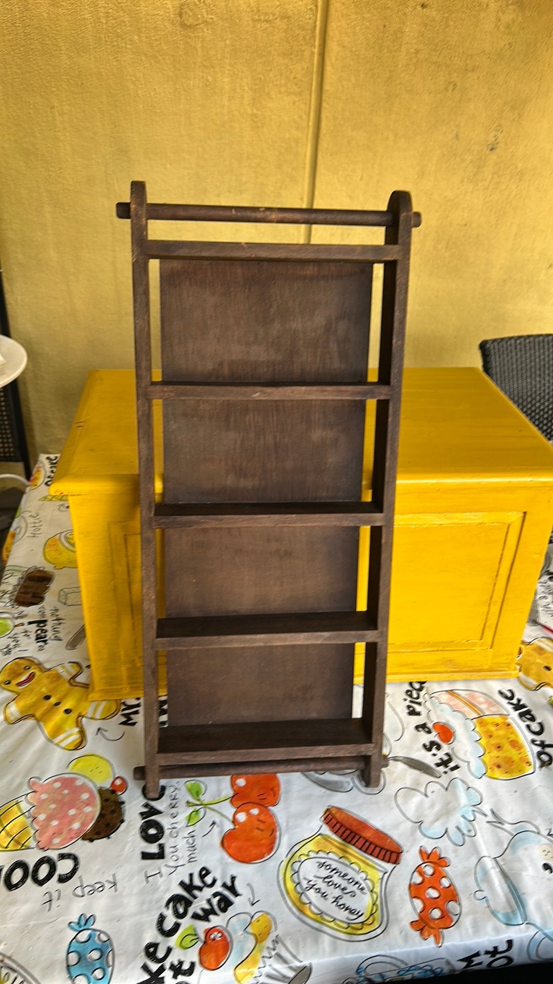 Vintage houten baksteenmal wandrek kruidenrekje, Ophalen of Verzenden, Gebruikt
