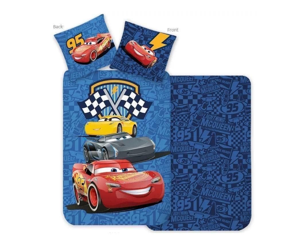 Disney Cars Dekbedovertrek 140 x 200 - Katoen - Blauw, Blauw, Nieuw, Wasbaar, Ophalen of Verzenden