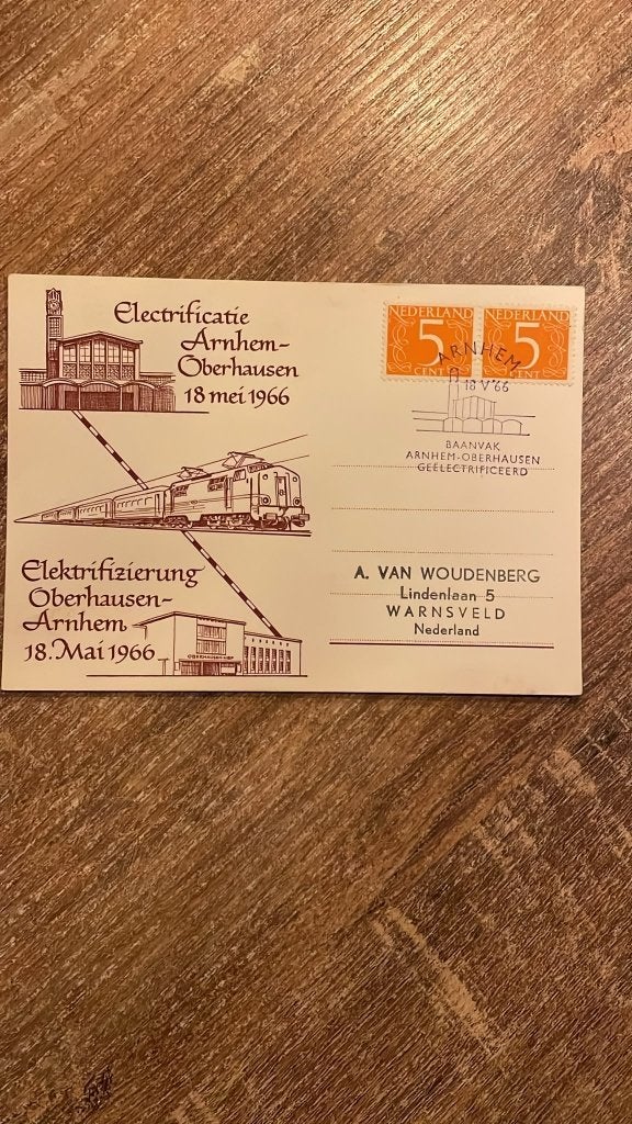 Spoorwegen 1966 Elektrificatie Arnhem Oberhausen, Ophalen of Verzenden, Zo goed als nieuw, Overige soorten, Kaart of Prent