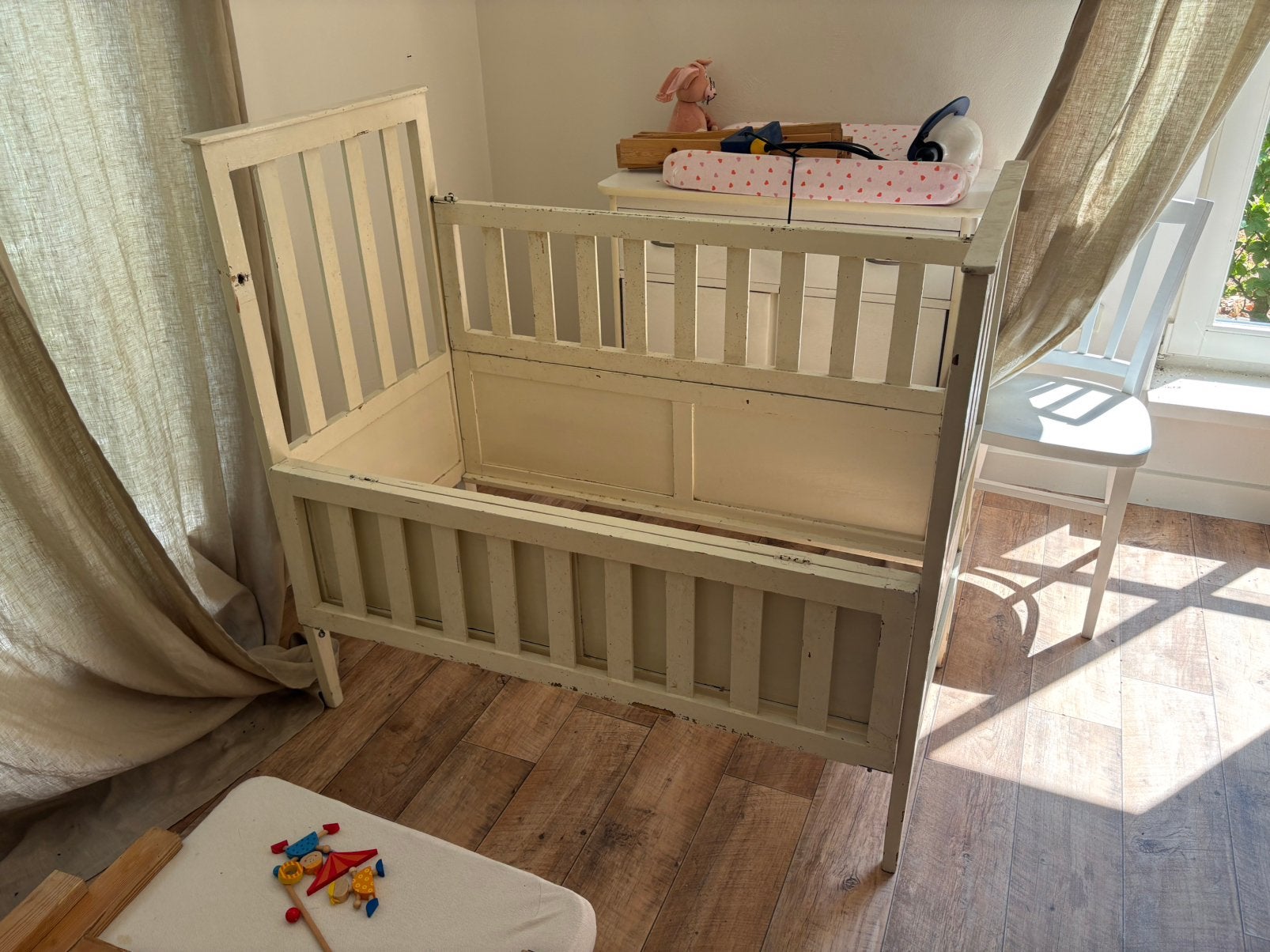 Antiek baby kinderbedje, Ophalen, Gebruikt, Minder dan 140 cm, Minder dan 70 cm