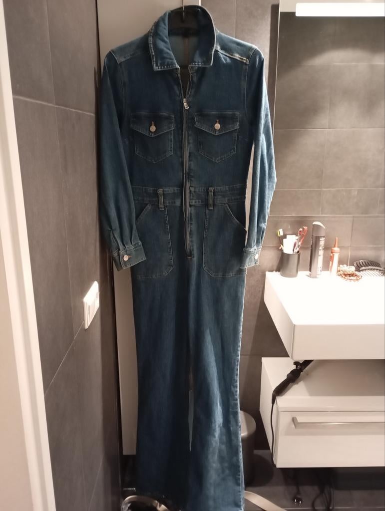 Jeans Jumpsuit mt 40 Amisu wide flared, Ophalen of Verzenden, Zo goed als nieuw, Blauw