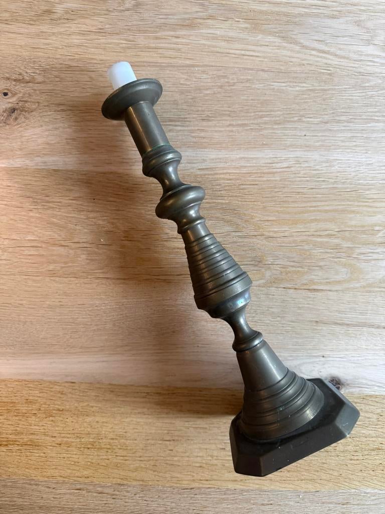 Antieke messing kandelaar gedraaid 31cm begin 20e eeuw, Antiek en Kunst, Antiek | Kandelaars, Koper of Brons, Ophalen of Verzenden