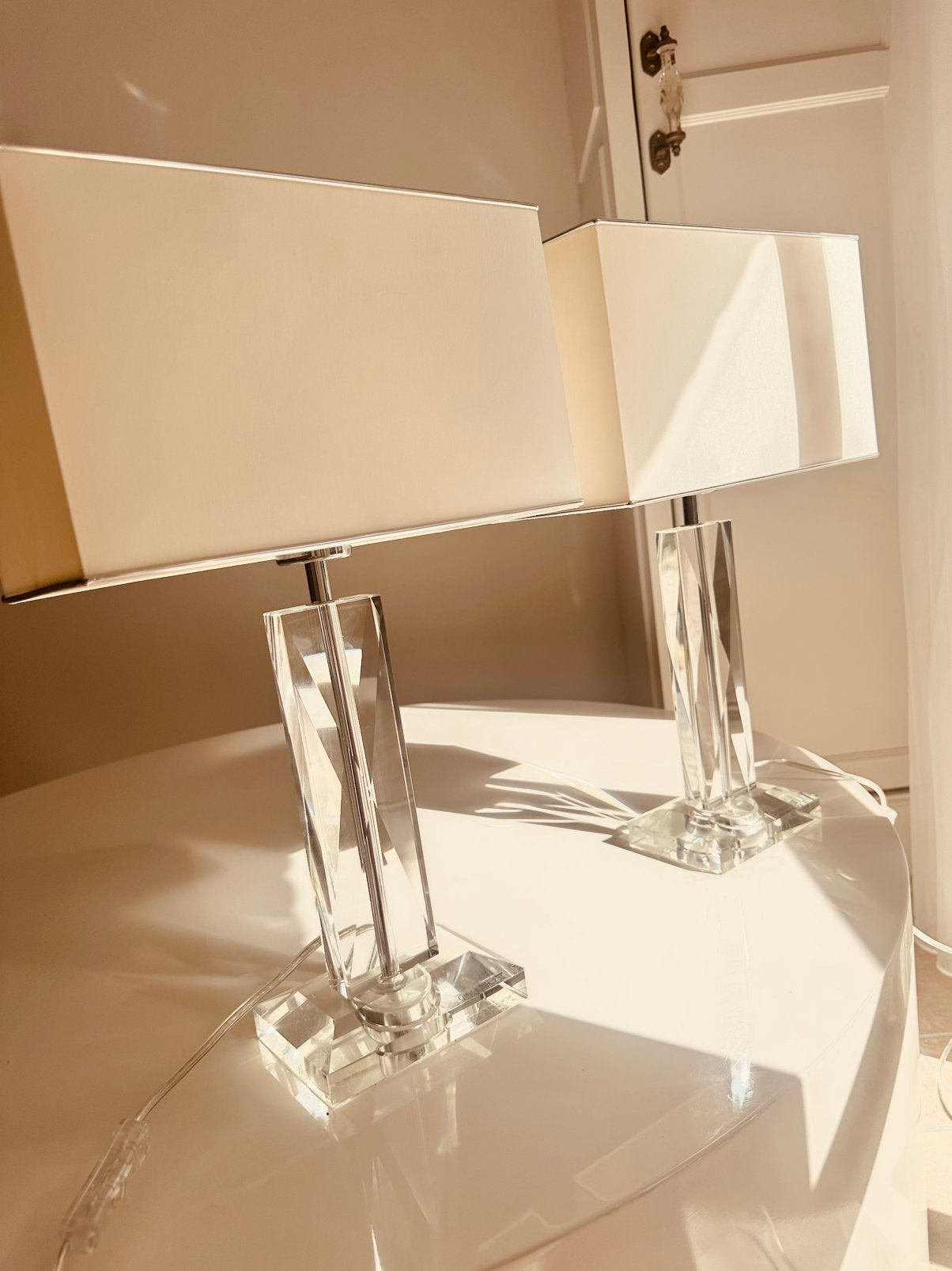 Tafellamp Glas Set Inclusief Lampenkap Kristal, 41 cm, Overige typen, Met kap, Overige kleuren