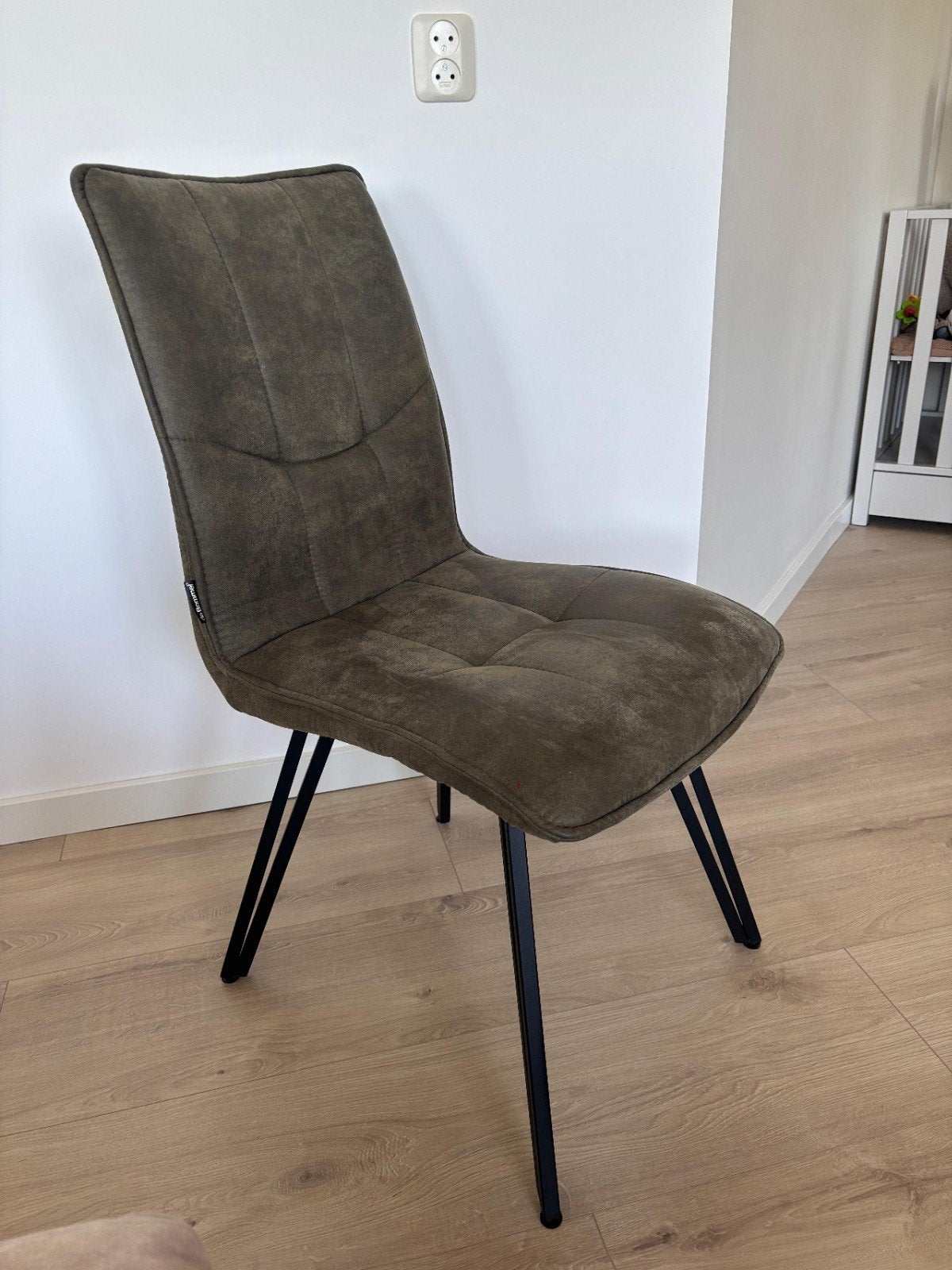 4 eetkamerstoelen van de Bommel - Groen/Grijs, Ophalen, Gebruikt, Overige kleuren, Modern
