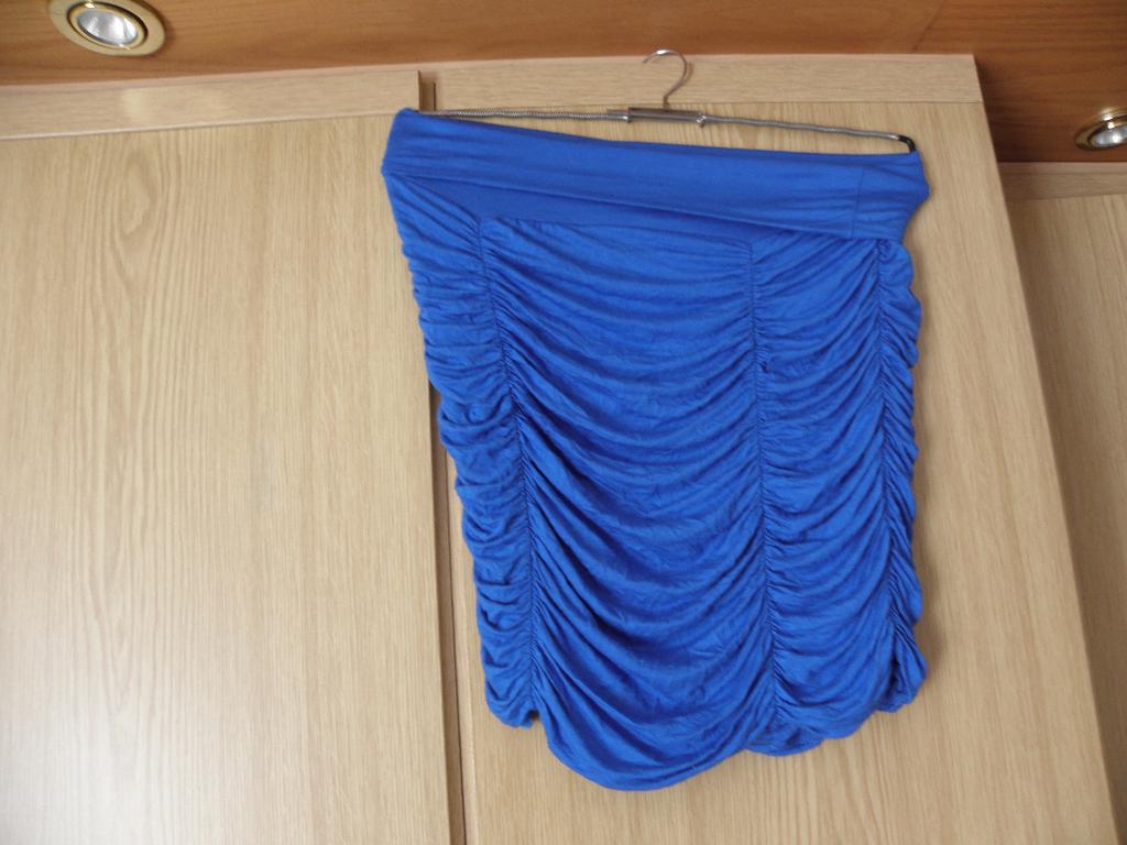 Goedkope kobalt blauwe viscose stretch rimpel rok REALIZE L, Maat 38/40 (M), Blauw, Nieuw, Ophalen of Verzenden