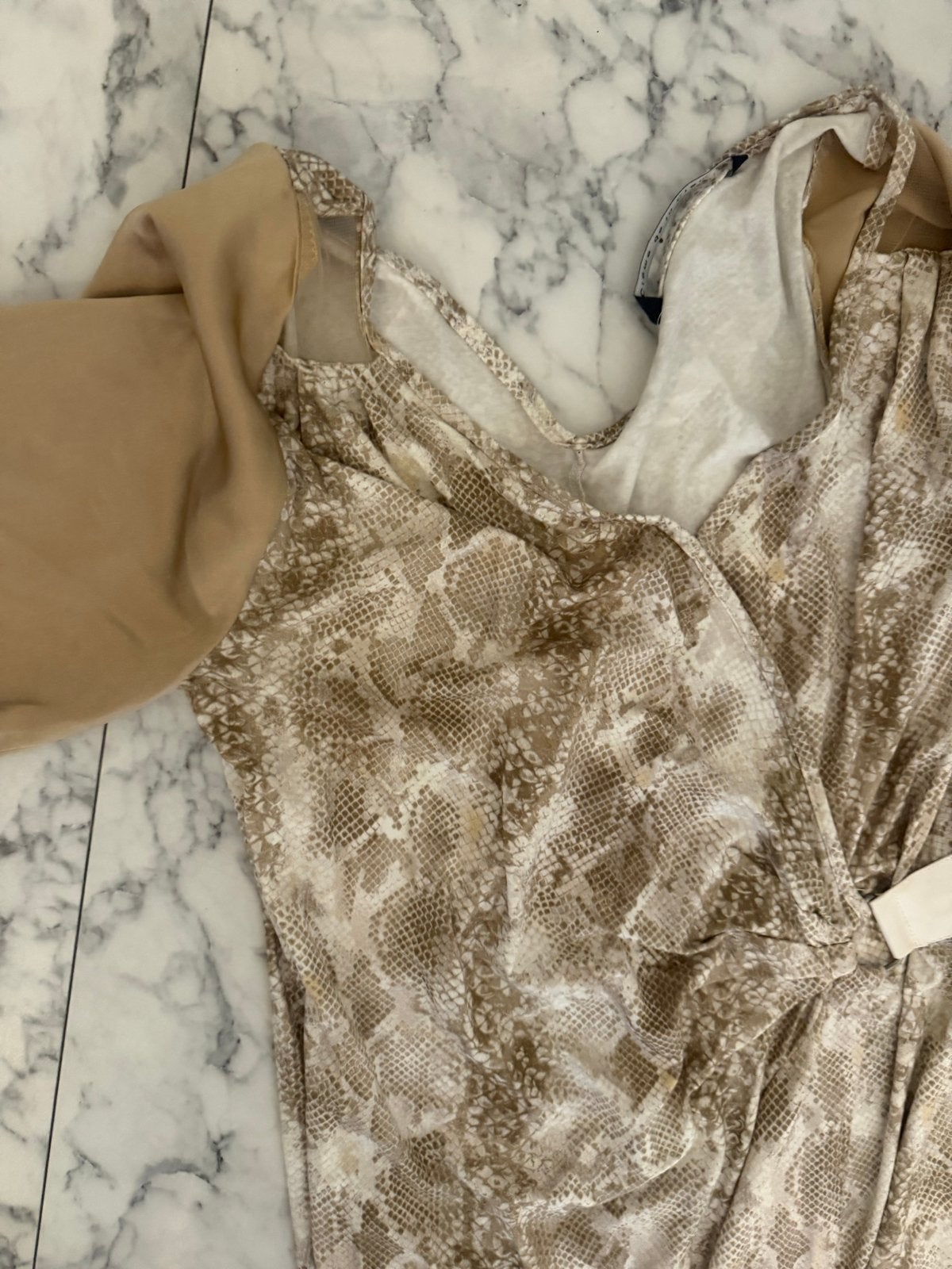 Dames jurk Crème de la Crème, maat L, slangenprint, Kleding | Dames, Jurken, Beige, Maat 42/44 (L), Ophalen of Verzenden, Zo goed als nieuw