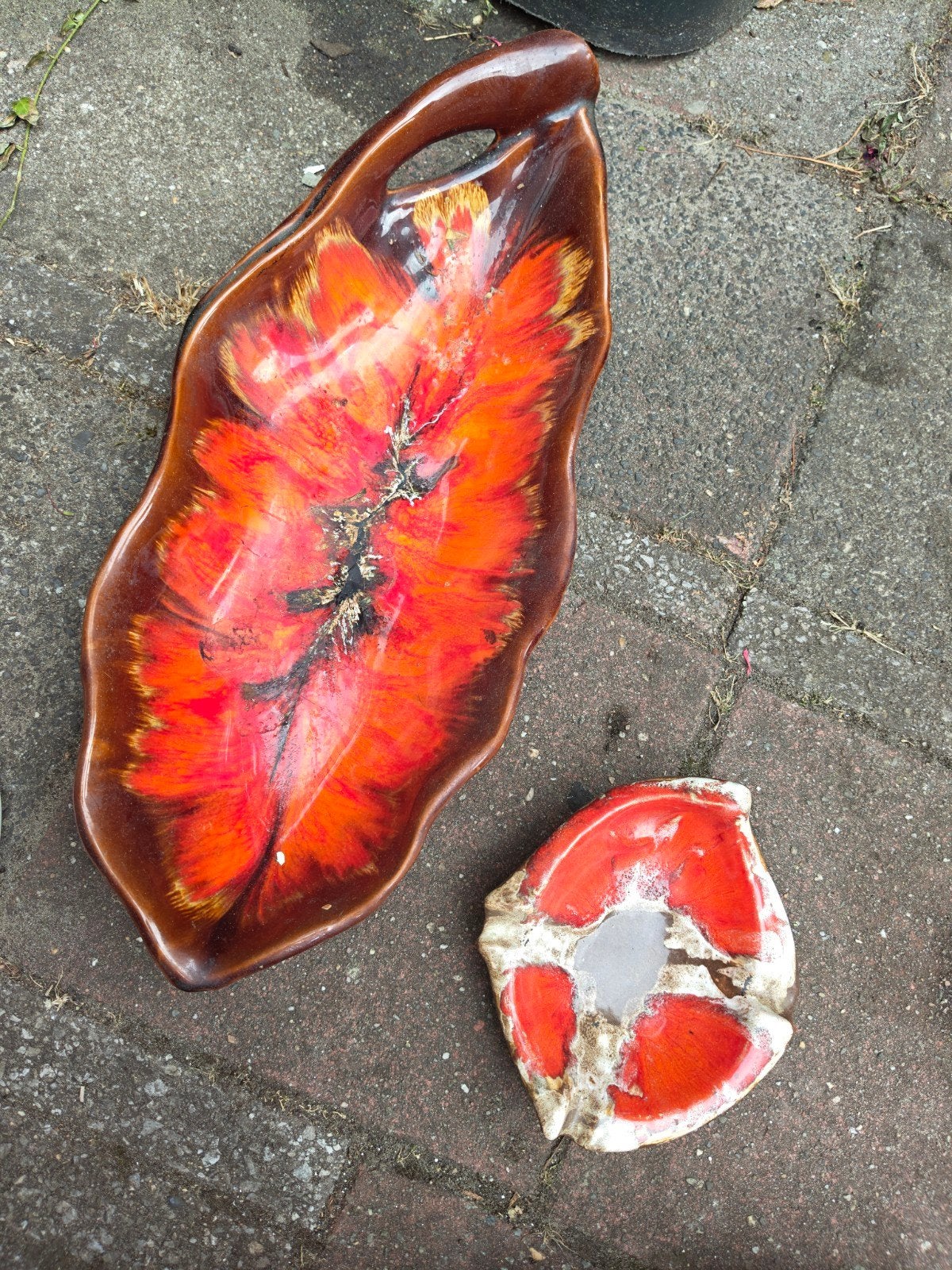 Vintage Fat Lava Fruitschaal en Asbak - Licht Beschadigd, Antiek en Kunst, Antiek | Keramiek en Aardewerk, Ophalen of Verzenden