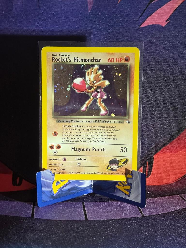 Rocket’s Hitmonchan Holo 11/132 Gym Heroes kaart vintage, Ophalen of Verzenden, Zo goed als nieuw