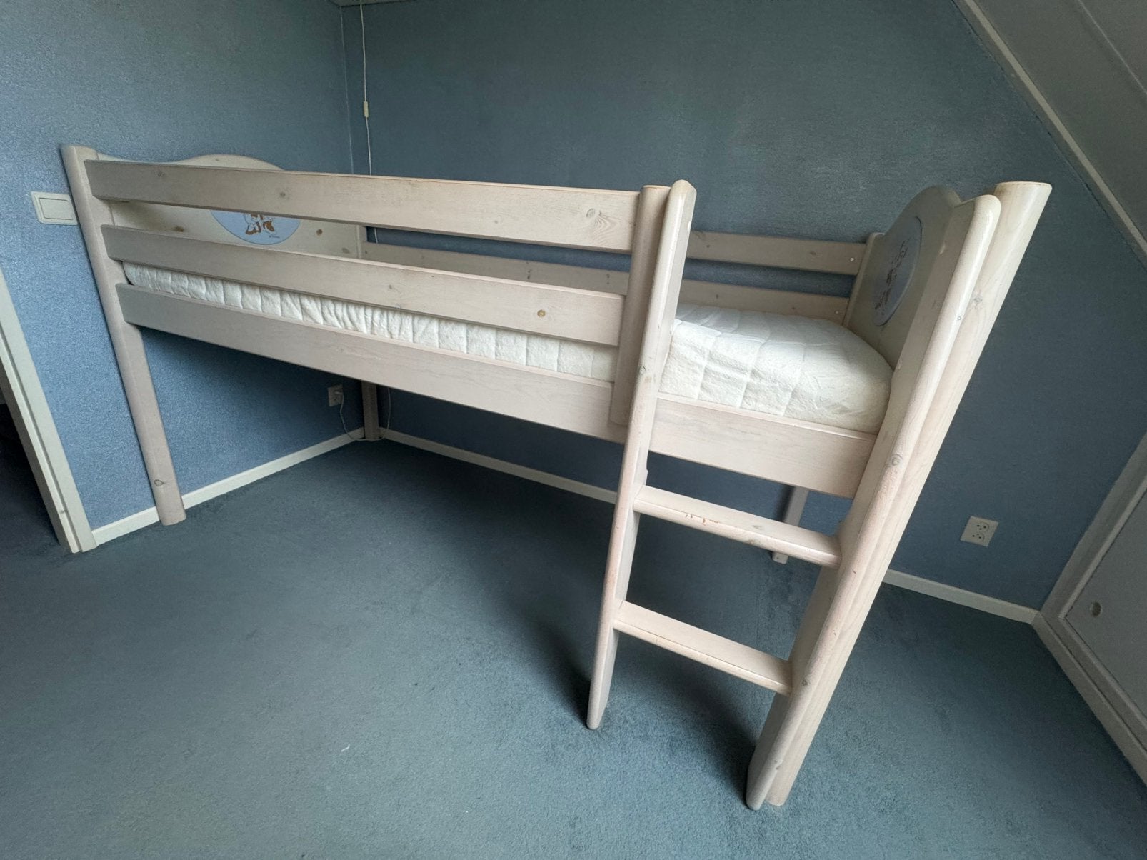 Bed halfhoogslaper, Ophalen, 90 cm, Eenpersoons, 210 cm