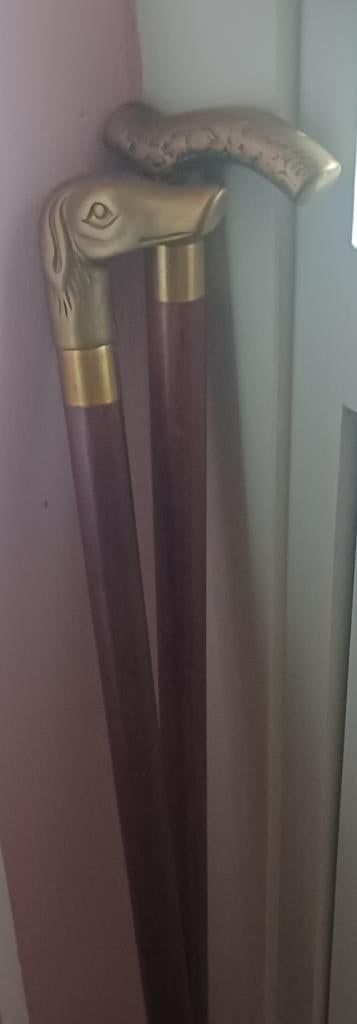 2 vintage wandelstokken, Diversen, Wandelstokken, Verzenden, Gebruikt