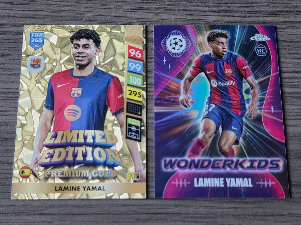 2 Lamine Yamal trading cards van panini en topps Rookie / RC, Hobby en Vrije tijd, Stickers en Plaatjes, Ophalen of Verzenden