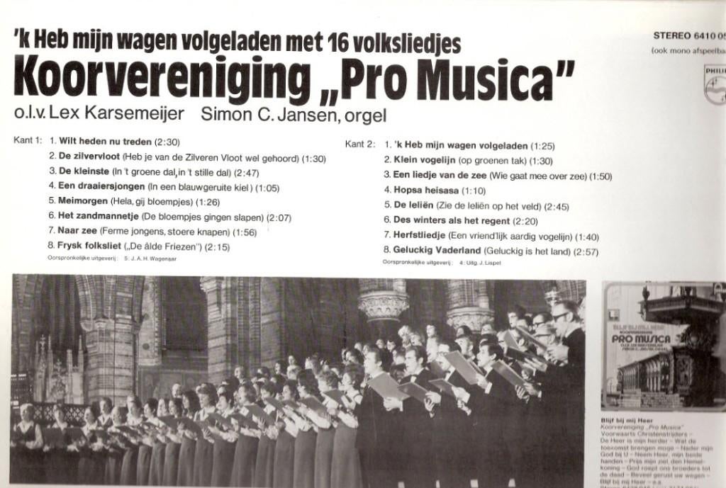Oude Nederlandse Volksliedjes - Pro Musica - Lex Karsemeijer, Ophalen, Gebruikt, 12 inch, Levenslied of Smartlap
