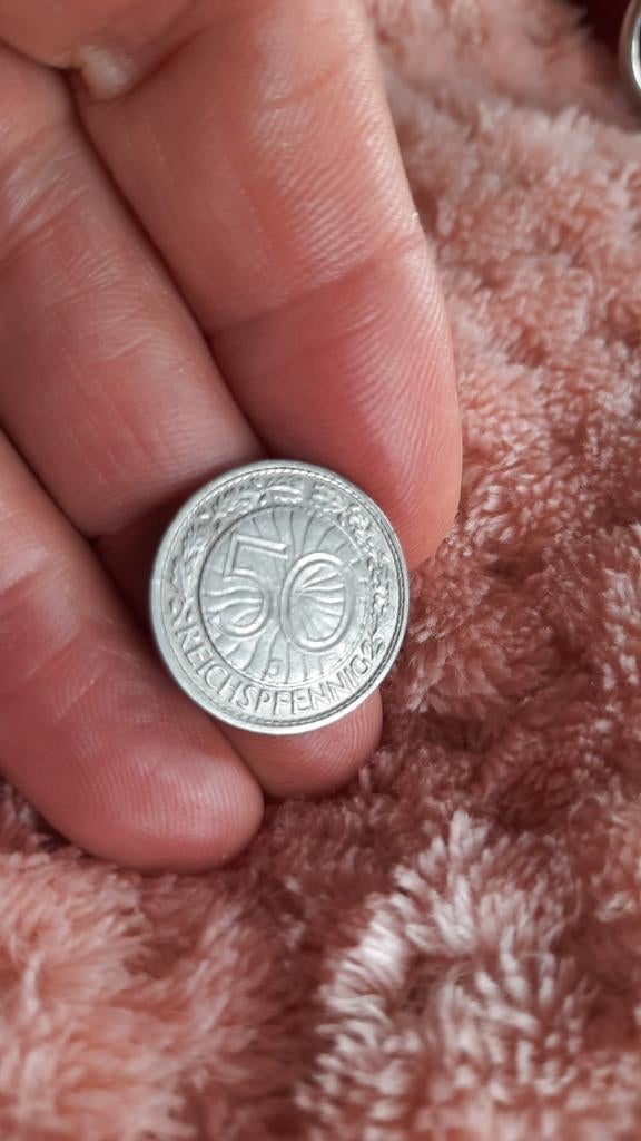 Zeldzame Duitse 50 Reichspfennig munt, Postzegels en Munten, Munten | Europa | Niet-Euromunten, Ophalen of Verzenden, Duitsland
