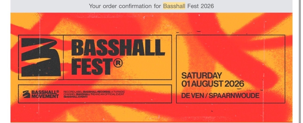 1 ticket Basshall fest, Tickets en Kaartjes, Eén persoon, Augustus