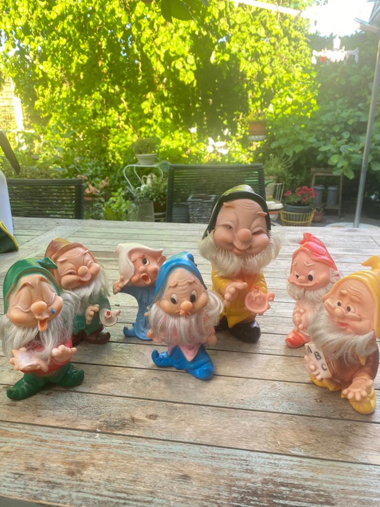 Rubbere met baard 7 dwergen kabouters vintage jaren’70, Ophalen of Verzenden, Gebruikt