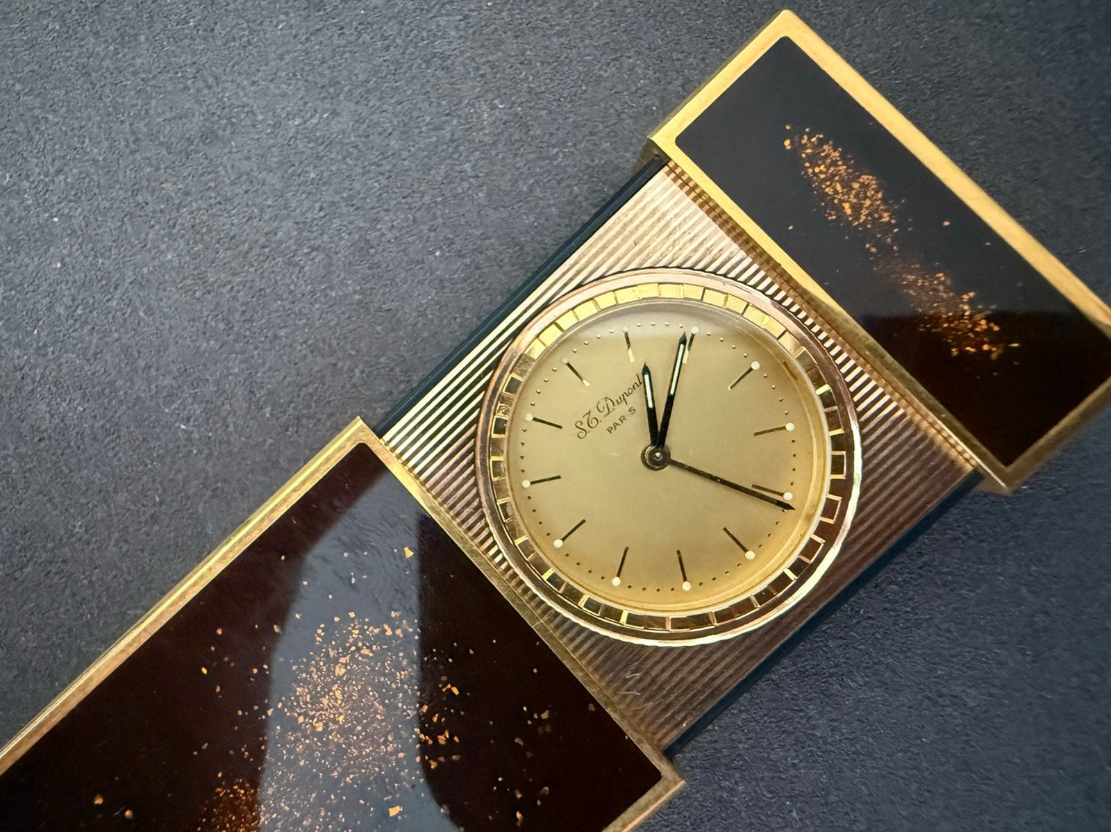 S.T. Dupont Pocket Clock – Gold Dust & Verguld, Overige merken, Zakhorloge, Verguld, 1930 tot 1960