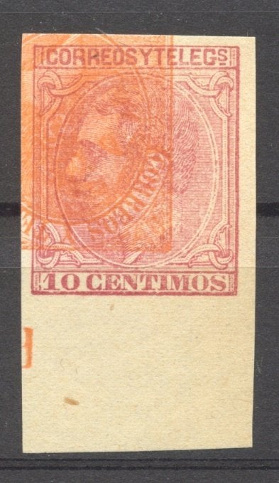 Spanje, 1879, Koning Alfonso XII, 10 C., ongetande proef, Ophalen of Verzenden