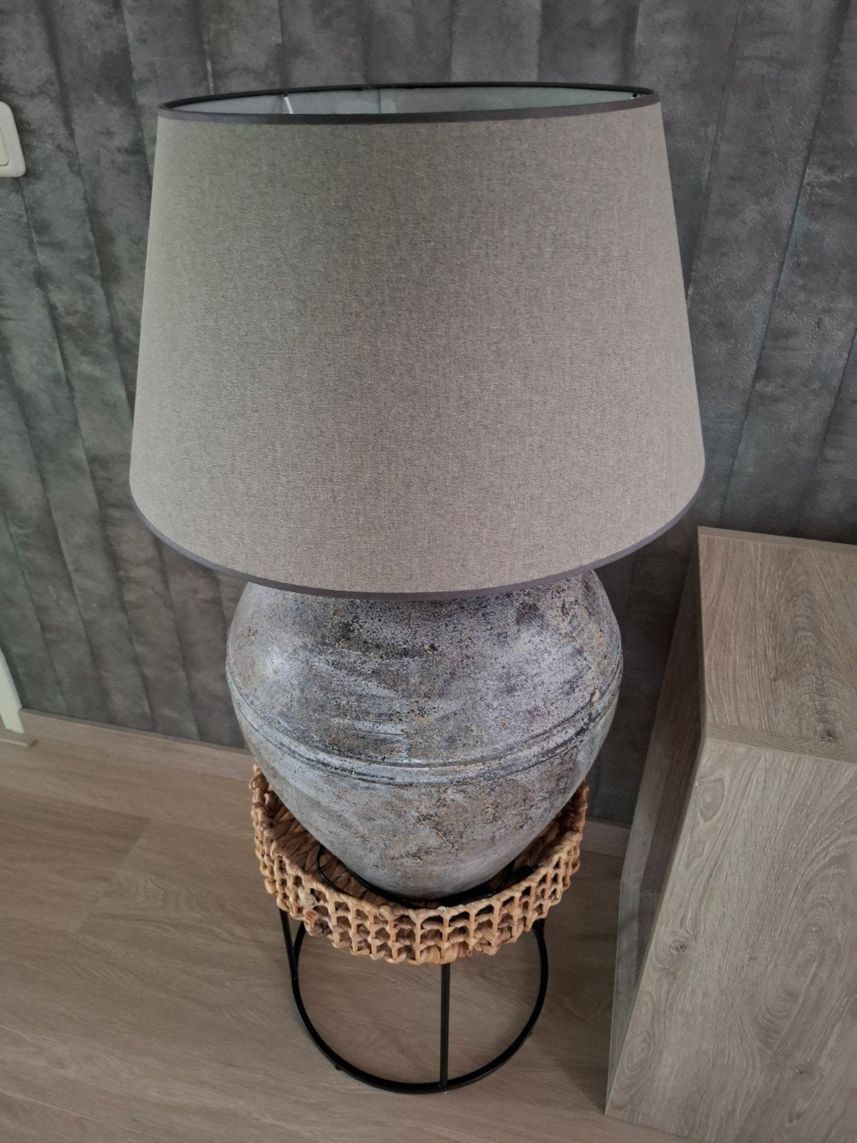 Grote kruiklamp met kap - Hoogte 80 cm, Doorsnee 55 cm, Ophalen of Verzenden, Zo goed als nieuw
