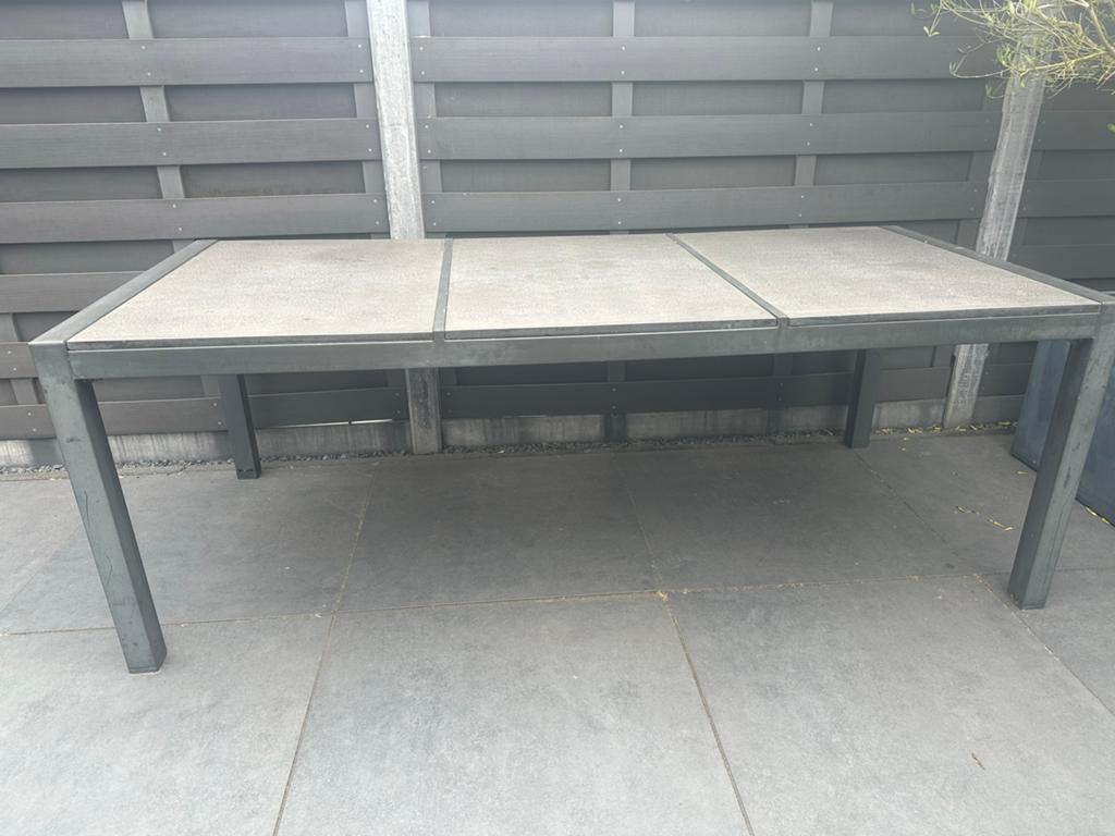 Aluminium tuintafel met granieten blad - Salerno, Tuin en Terras, Tuintafels, Ophalen, Zo goed als nieuw, Rechthoekig, Aluminium