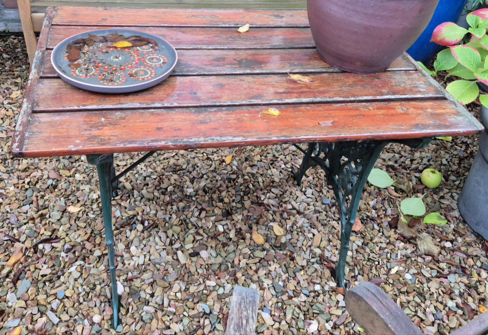Tuintafel met gietijzeren onderstel, Tuin en Terras, Ophalen, Gebruikt