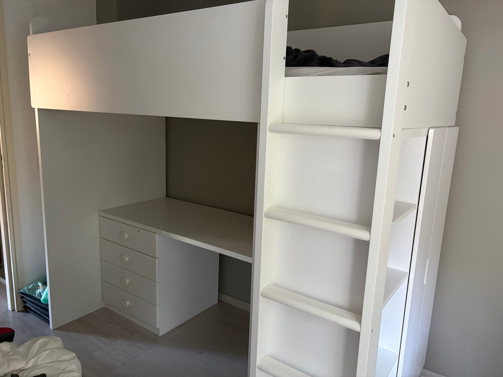 Stevige Hoogslaper met Bureau, Kastruimte en Ziekenhuis Matr, Ophalen, Gebruikt, Eenpersoons, 200 cm
