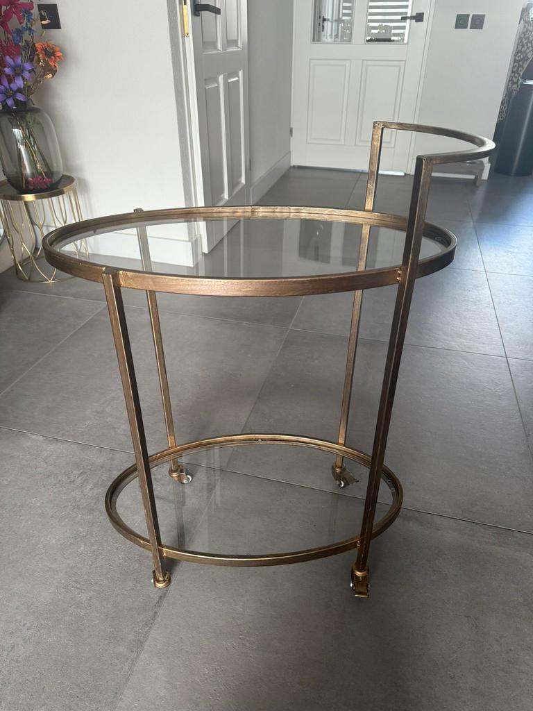 Gouden push trolley - WOOOD, Ophalen, Metaal of Aluminium, 55 tot 75 cm, Zo goed als nieuw