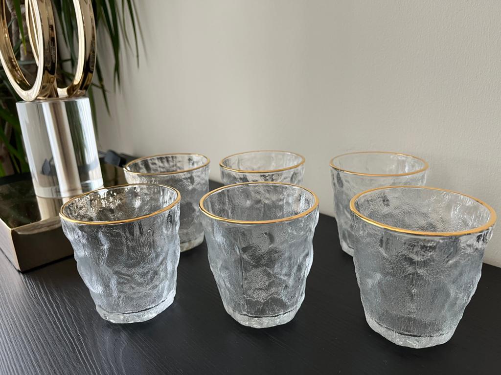 Nieuw glazen met gouden randje, Glas of Glazen, Ophalen of Verzenden, Overige stijlen, Glas