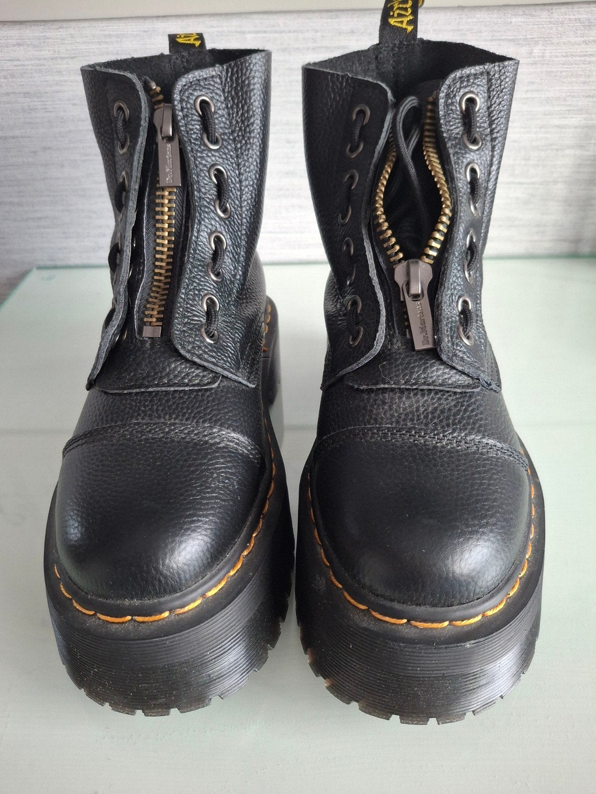 Dr. Martens Sinclair Platform Laarzen - Zwart Leer, Kleding | Dames, Schoenen, Zwart, Lage of Enkellaarzen, Nieuw, Ophalen of Verzenden