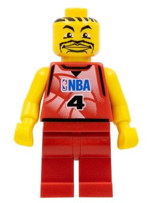 LEGO Sports nba044a NBA Player, Number 4 with Red Non-Spring, Gebruikt, Overige thema's, Lego, Ophalen of Verzenden