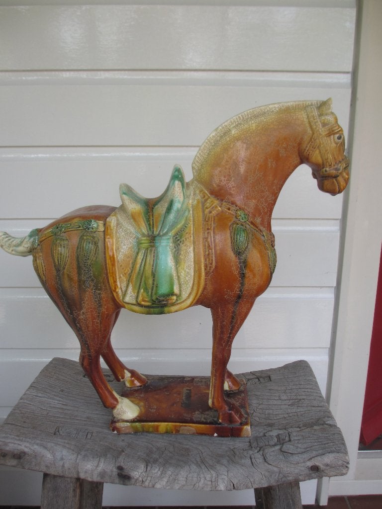 GROOT !!Vintage Chinees Tang dynastie majolica paard, Ophalen of Verzenden