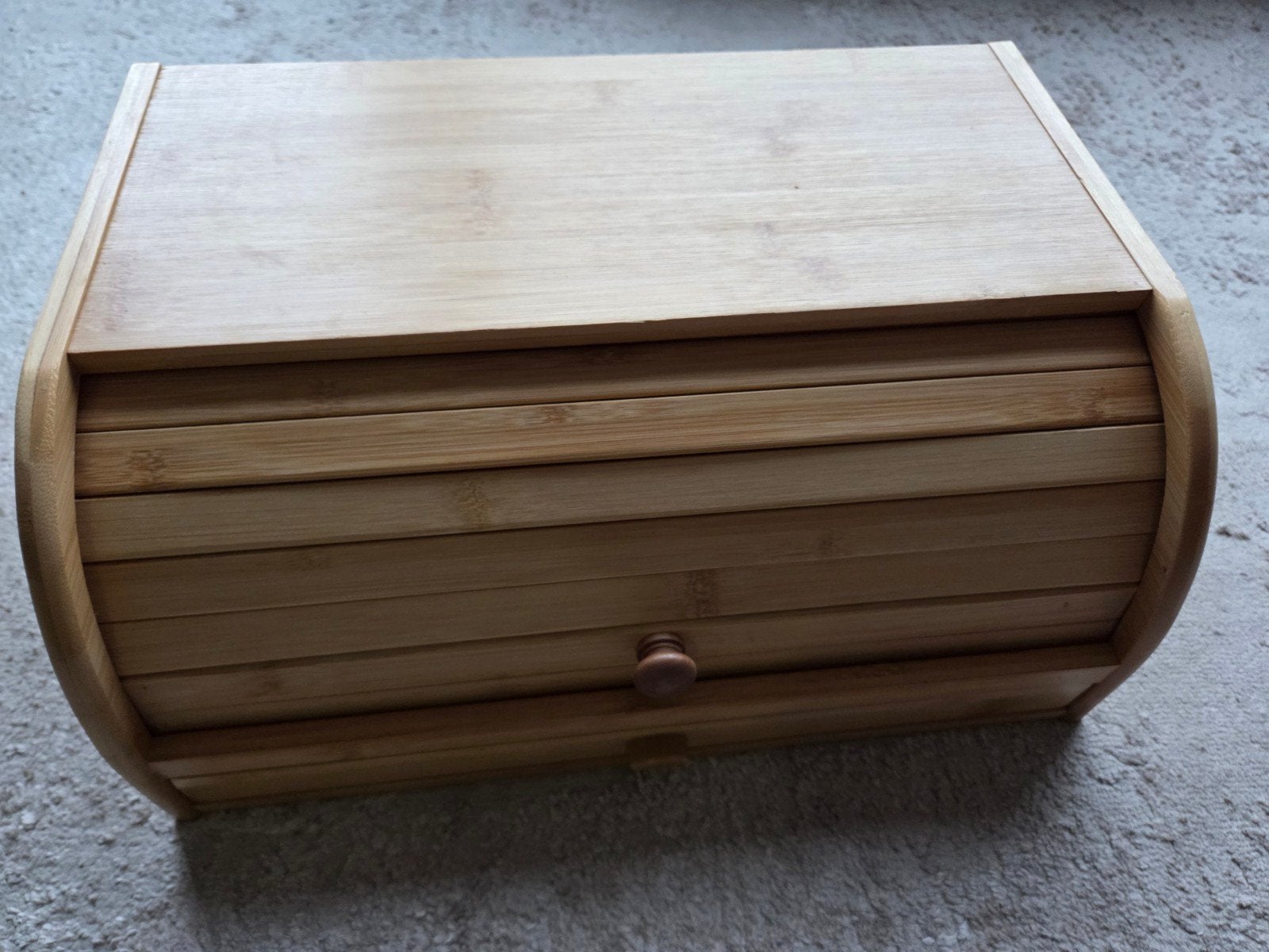 Bamboe broodtrommel met rolluik, Huis en Inrichting, Gebruikt, Hout, Ophalen of Verzenden, Broodtrommel