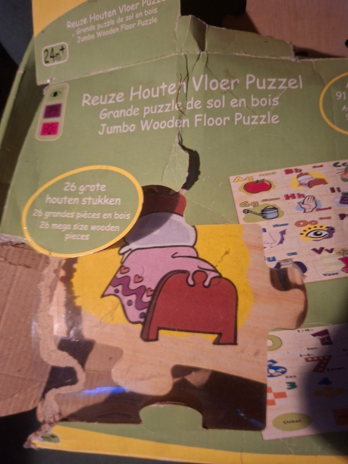 Reuze Houten Vloerpuzzel - Alfabet en Woorden, Ophalen of Verzenden, Gebruikt, Puzzelen