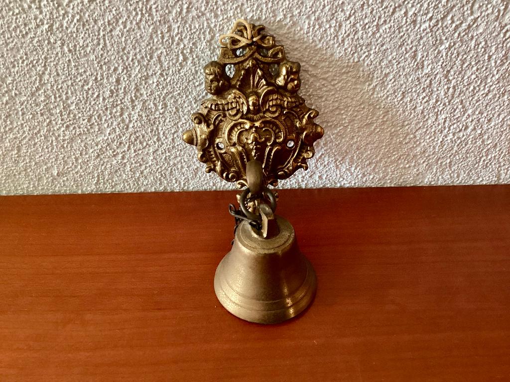 Prachtige antieke zware koperen deur/trekbel met trekveer, Ophalen of Verzenden, Koper