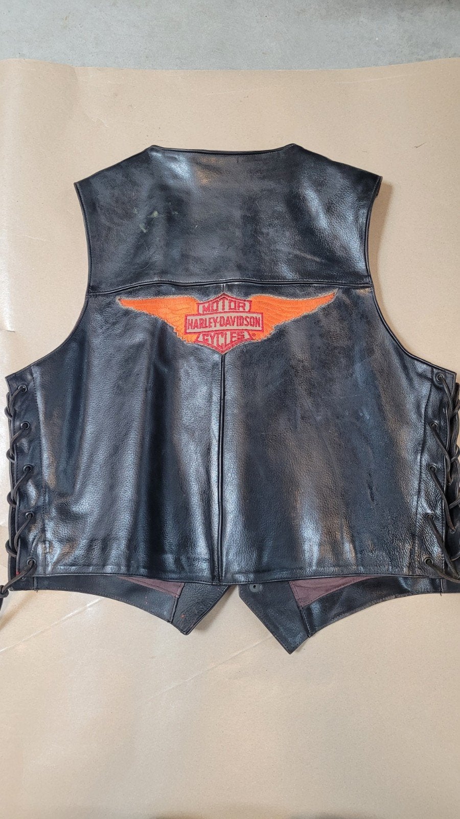 Harley-Davidson Leren Gilet xxl- Gedragen Staat, Motoren, Kleding | Motorkleding, Ophalen, Heren, Tweedehands, Harley-Davidson