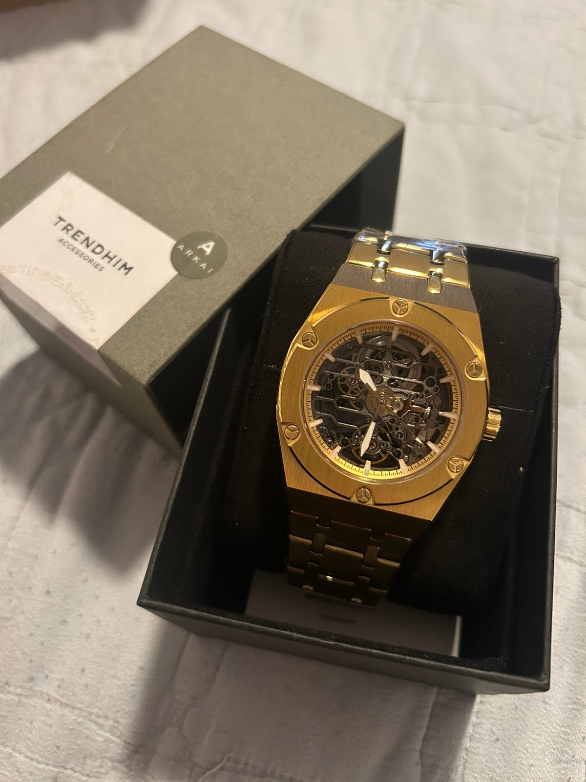 Trendhim Aadi Mamut Automatische Skelet Horloge Goudkleurig, Sieraden, Tassen en Uiterlijk, Horloges | Heren, Overige merken, Staal
