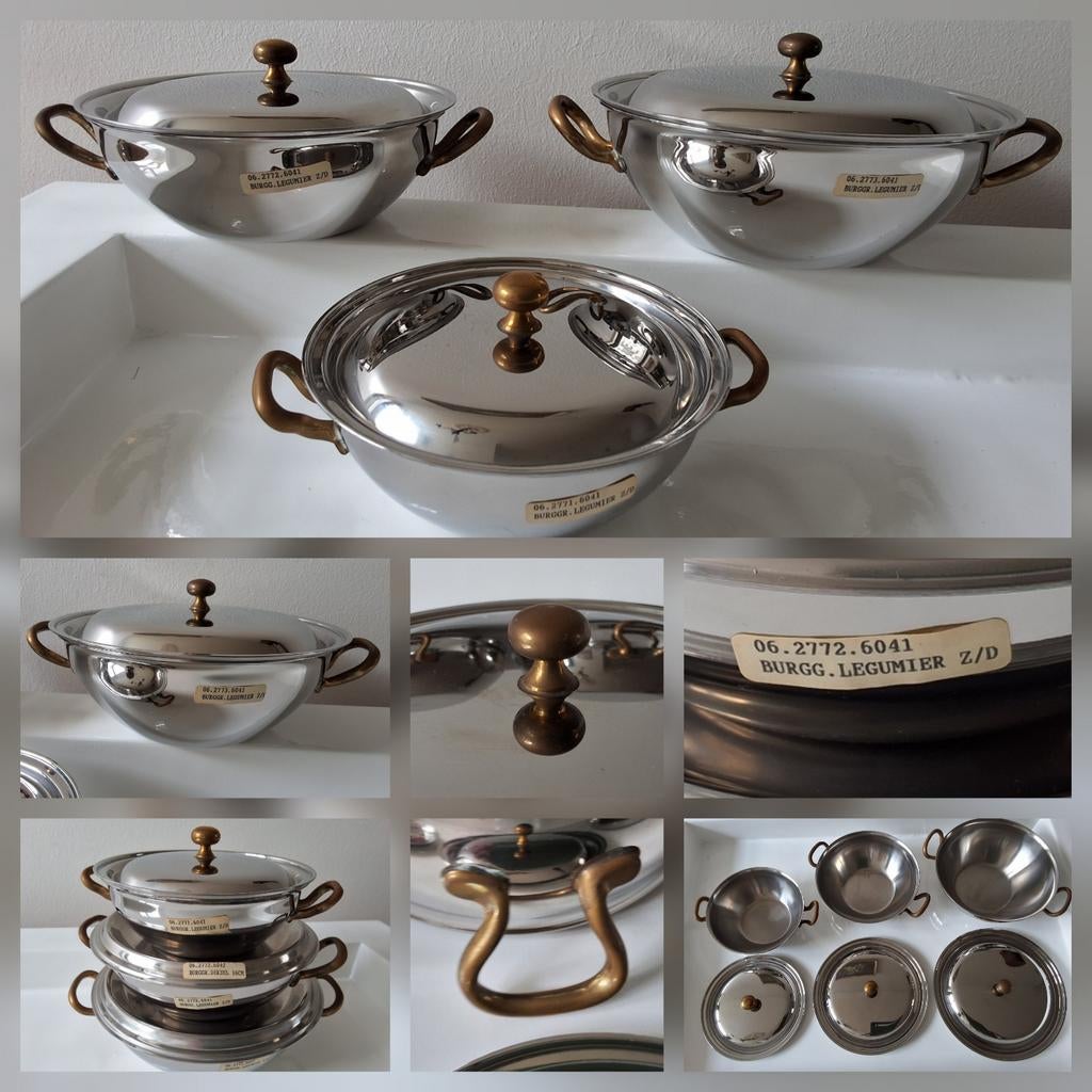 Prachtige set warmhoudschalen, chafing dishes!, Antiek en Kunst, Antiek | Keukenbenodigdheden, Ophalen of Verzenden