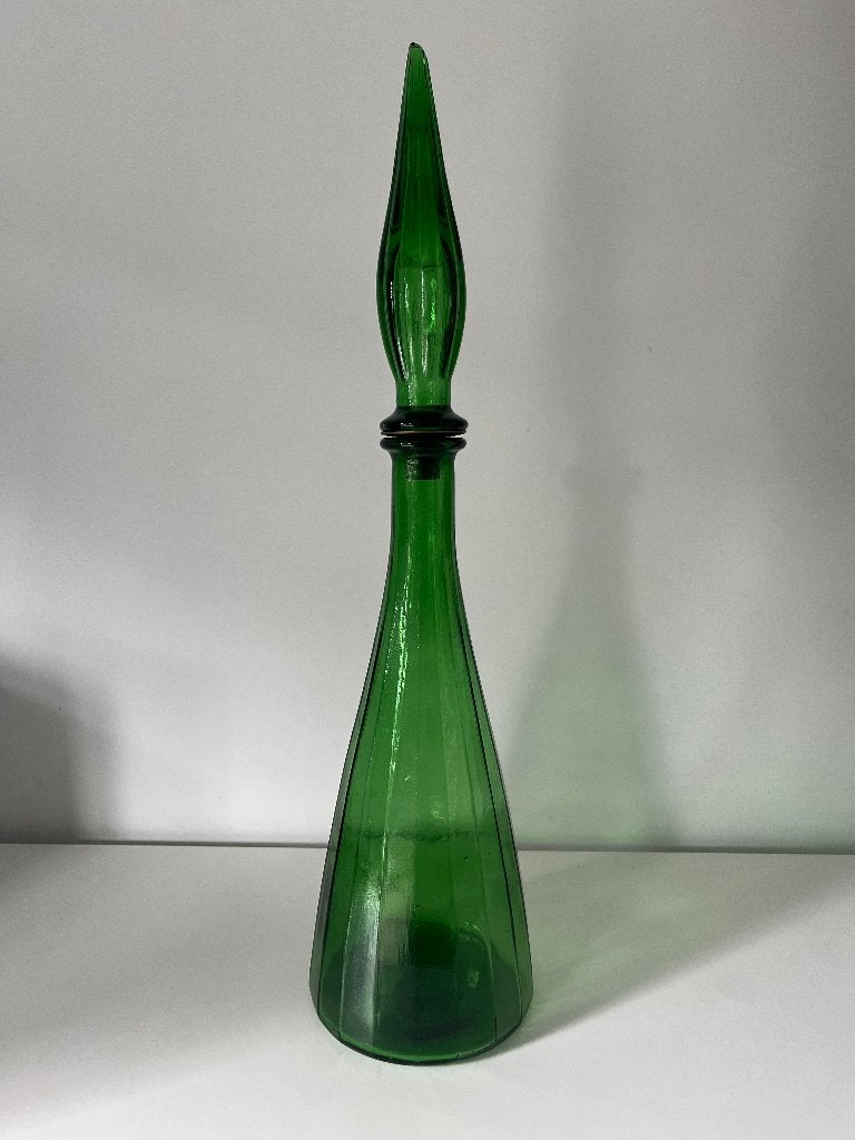 Empoli fles genie karaf emerald met stop vintage antiek, Ophalen of Verzenden