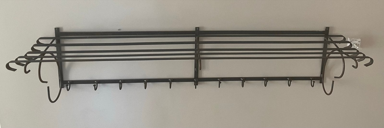 Vintage metalen wandkapstok met hoedenrek, Gebruikt, Minder dan 100 cm, Metaal, Ophalen
