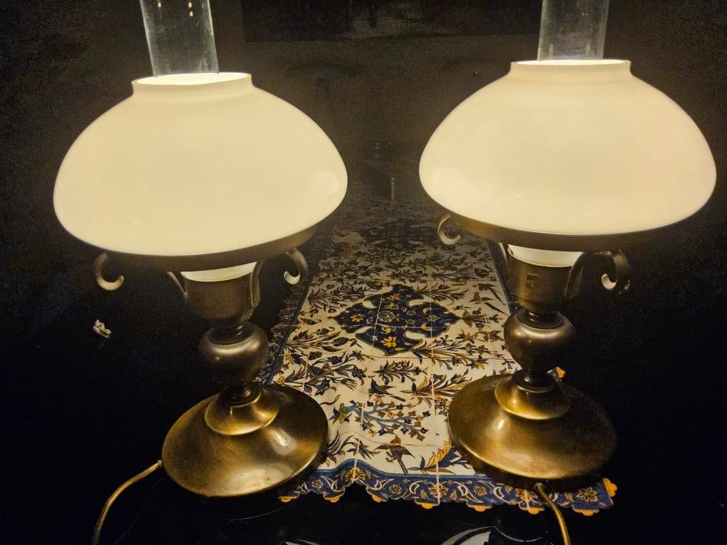 Messing tafellampen, Huis en Inrichting, Lampen | Tafellampen, Ophalen, Minder dan 50 cm