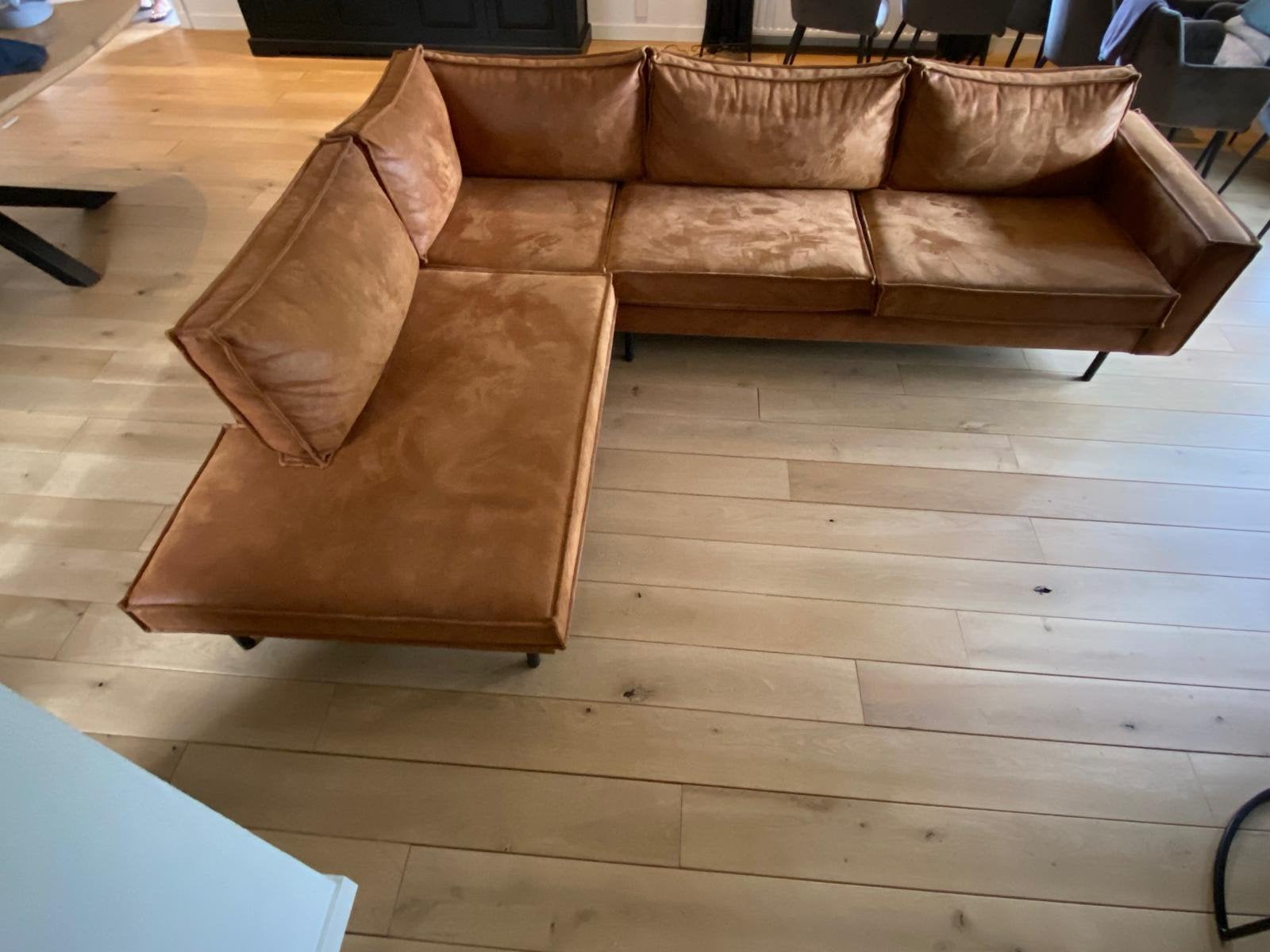 Hoekbank L-vorm Lexington cognac micro leder/suede, Ophalen, Gebruikt, Leer, Modern
