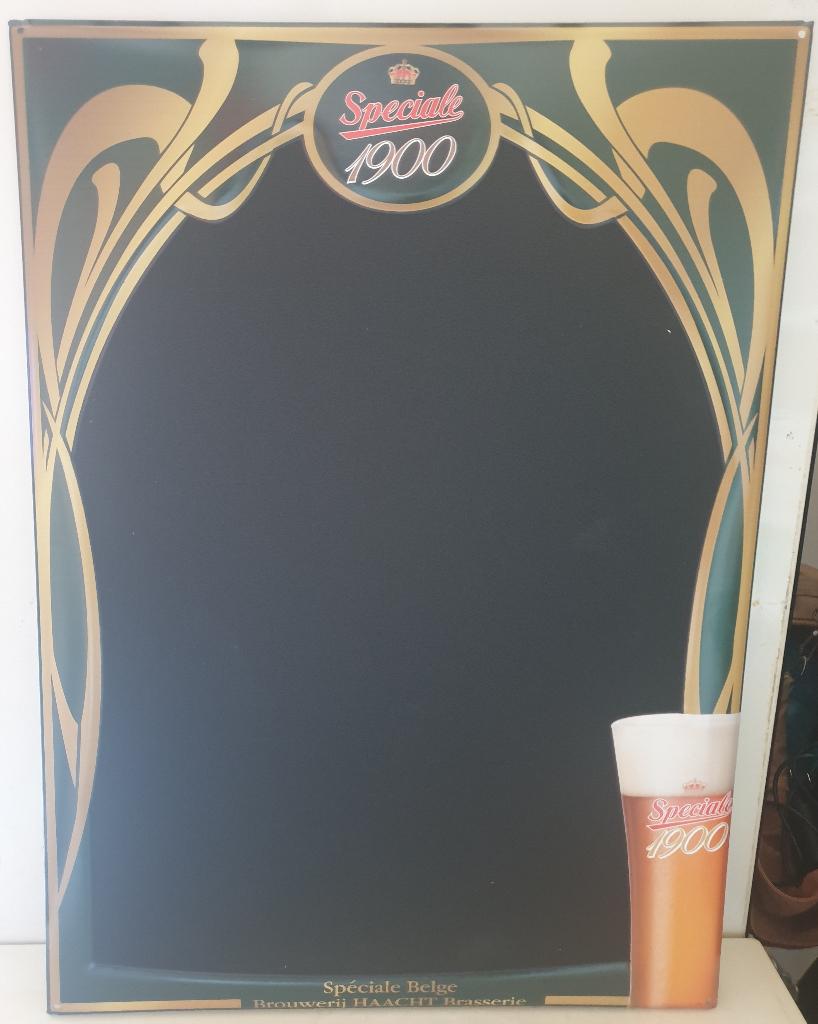 speciale 1900 bier metalen wandbord met schrijfvlak, Verzamelen, Biermerken, Ophalen of Verzenden, Nieuw, Reclamebord, Plaat of Schild