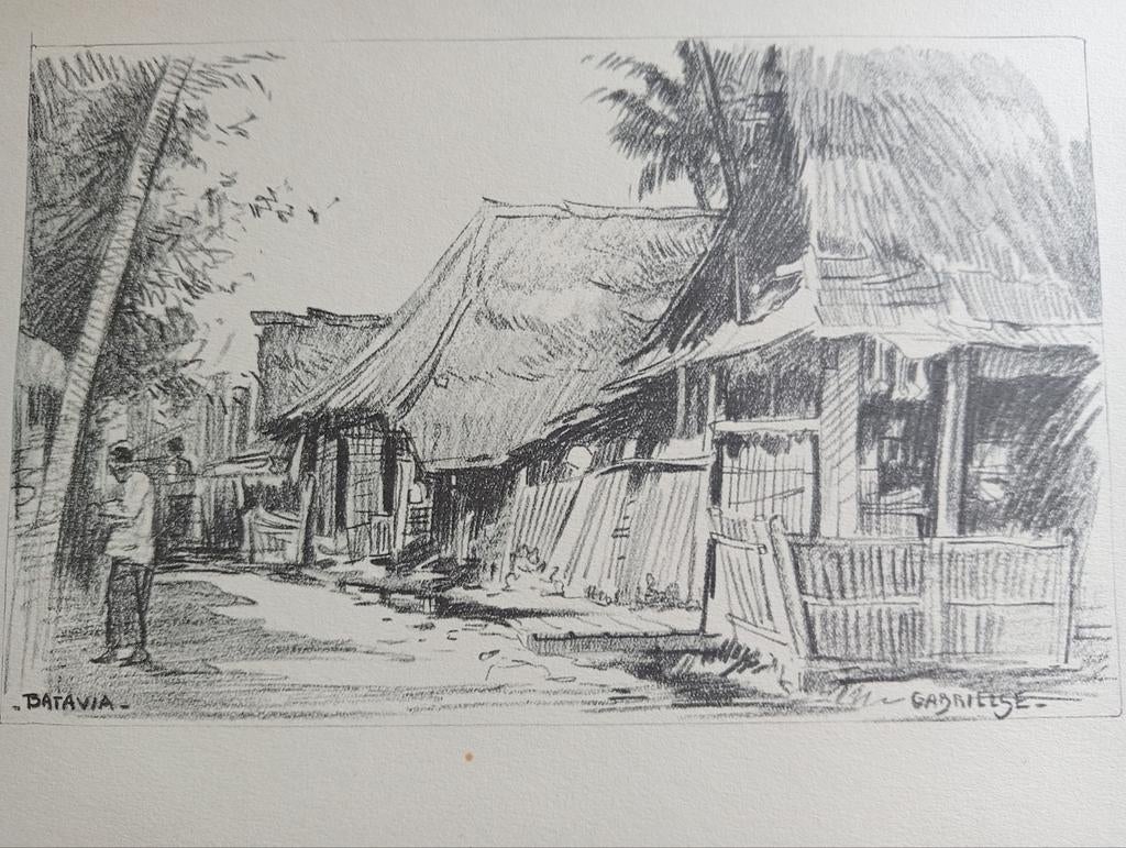 Gabrielse prent Nederlands Indië Indonesië, Ophalen of Verzenden, 1940 tot 1960, Gebruikt, Overige onderwerpen