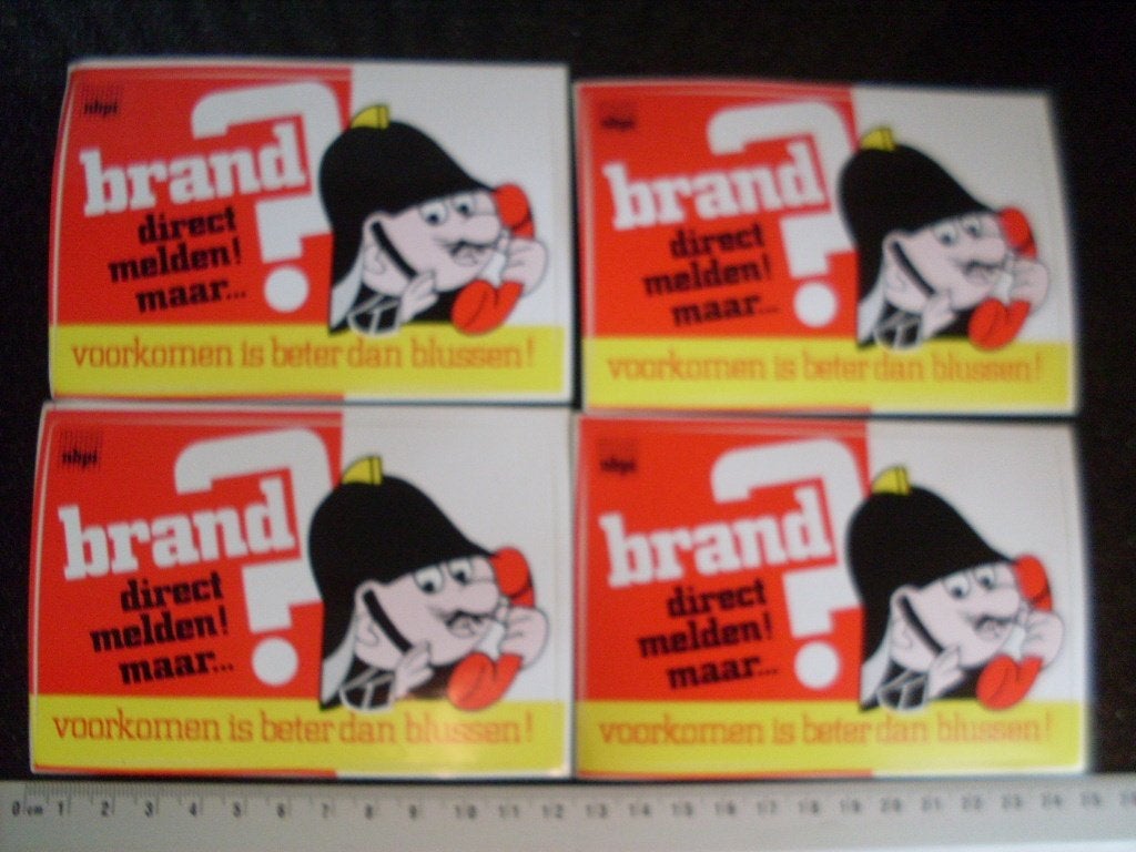 4x sticker brand? voorkomen is beter dan blussen! nbpi, Verzenden, Zo goed als nieuw, Bedrijf of Vereniging