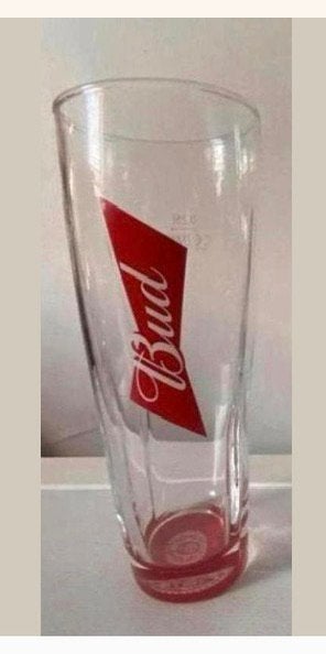 Bud bierglas. Hoogte 17 cm:, Ophalen of Verzenden, Zo goed als nieuw, Glas of Glazen, Overige merken