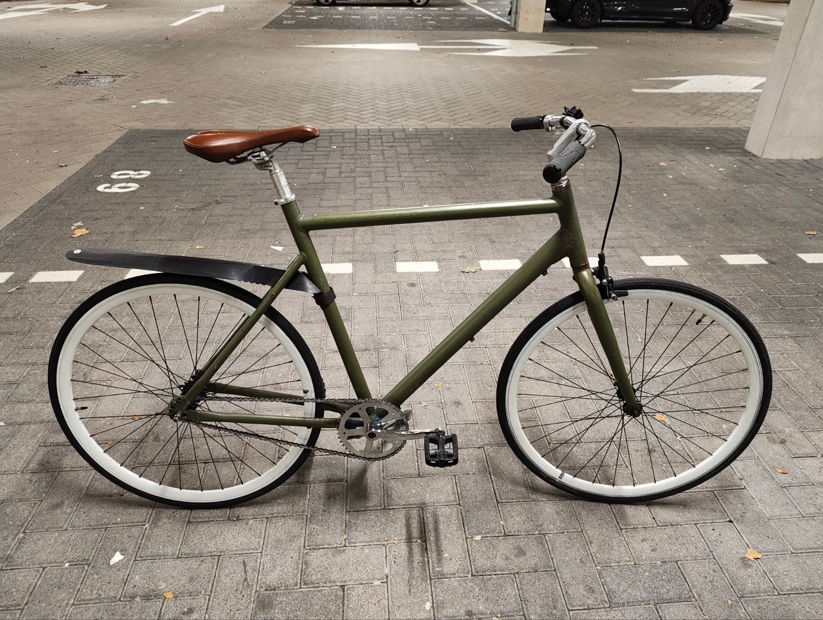 Stadsfiets - Groen, Velgrem, Zo goed als nieuw, 53 tot 57 cm, Ophalen