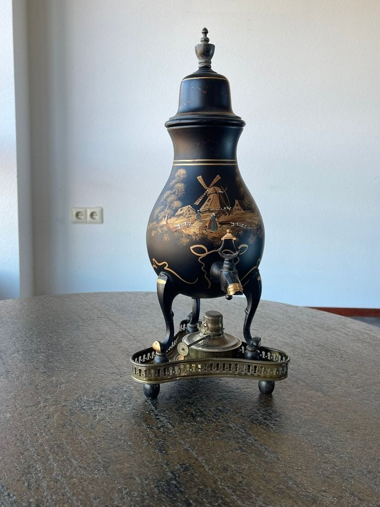 Tinnen Kraantjespot met brander, Antiek en Kunst, Antiek | Tin, Ophalen